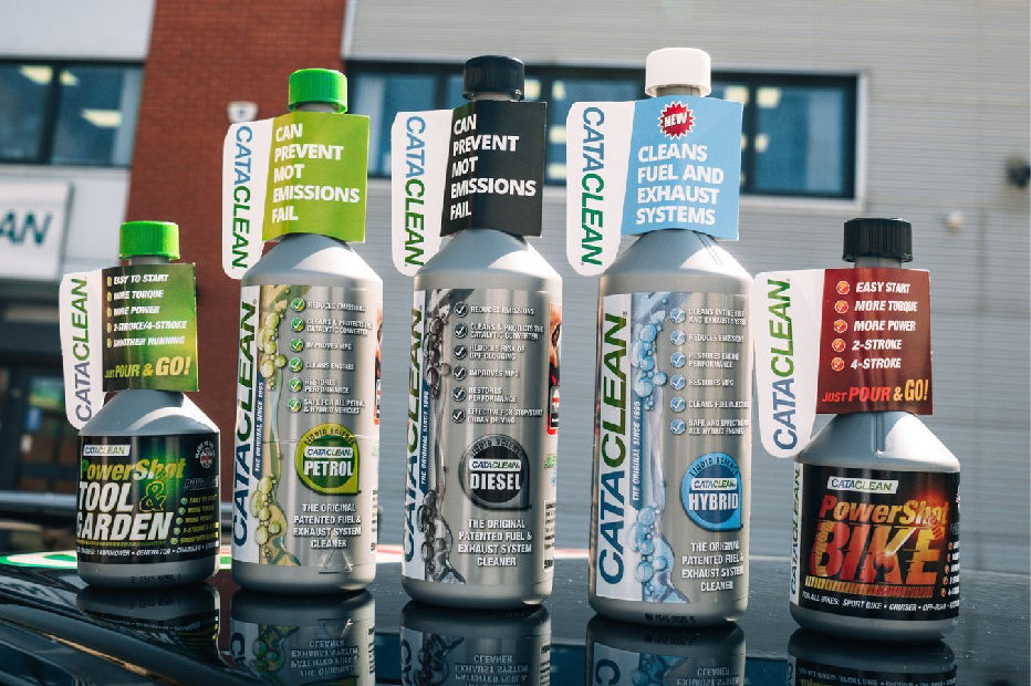 【CATACLEAN】次世代燃料添加剤キャタクリーン好評につき2輪車・機械用が追加されフルラインナップへ。