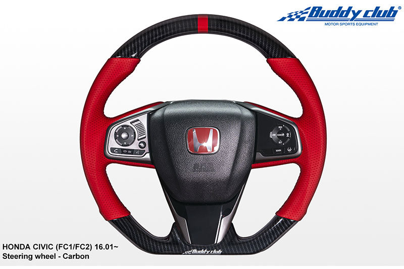 【送料無料】Buddy club カーボン/レザーステアリング HONDA CIVIC Type‐R(FC/FK)